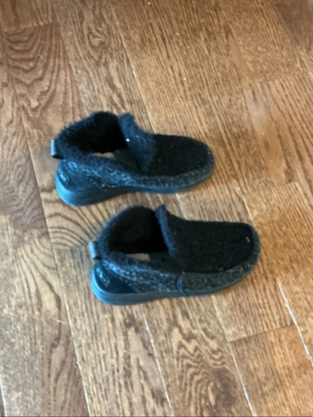 Hey Dude Kids Black Fuzzy Slip-On Boots with Faux Fur Cuff